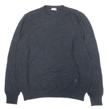 Dior Cashmere Knit Logo One Point High Gauge Sweater Top Pullover XL Black