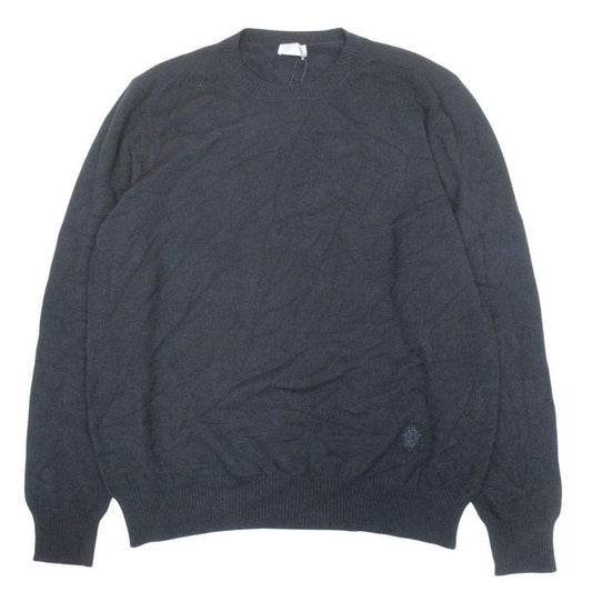 Dior Cashmere Knit Logo One Point High Gauge Sweater Top Pullover XL Black