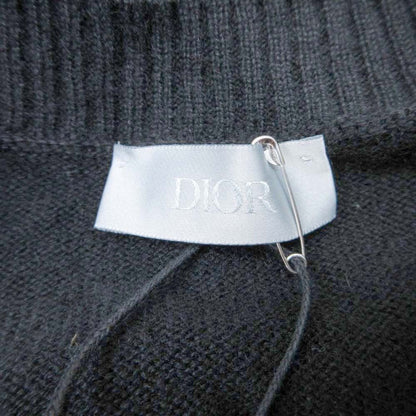 Dior Cashmere Knit Logo One Point High Gauge Sweater Top Pullover XL Black — view 6