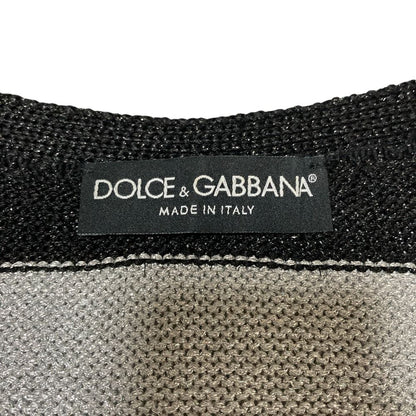 Dolce & Gabbana Border Pattern Lame Knit Cardigan 36 Black Gray — view 4