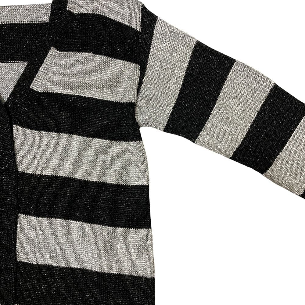 Dolce & Gabbana Border Pattern Lame Knit Cardigan 36 Black Gray — view 3