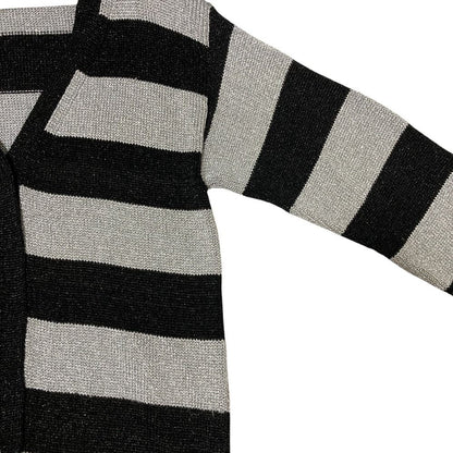 Dolce & Gabbana Border Pattern Lame Knit Cardigan 36 Black Gray — view 3