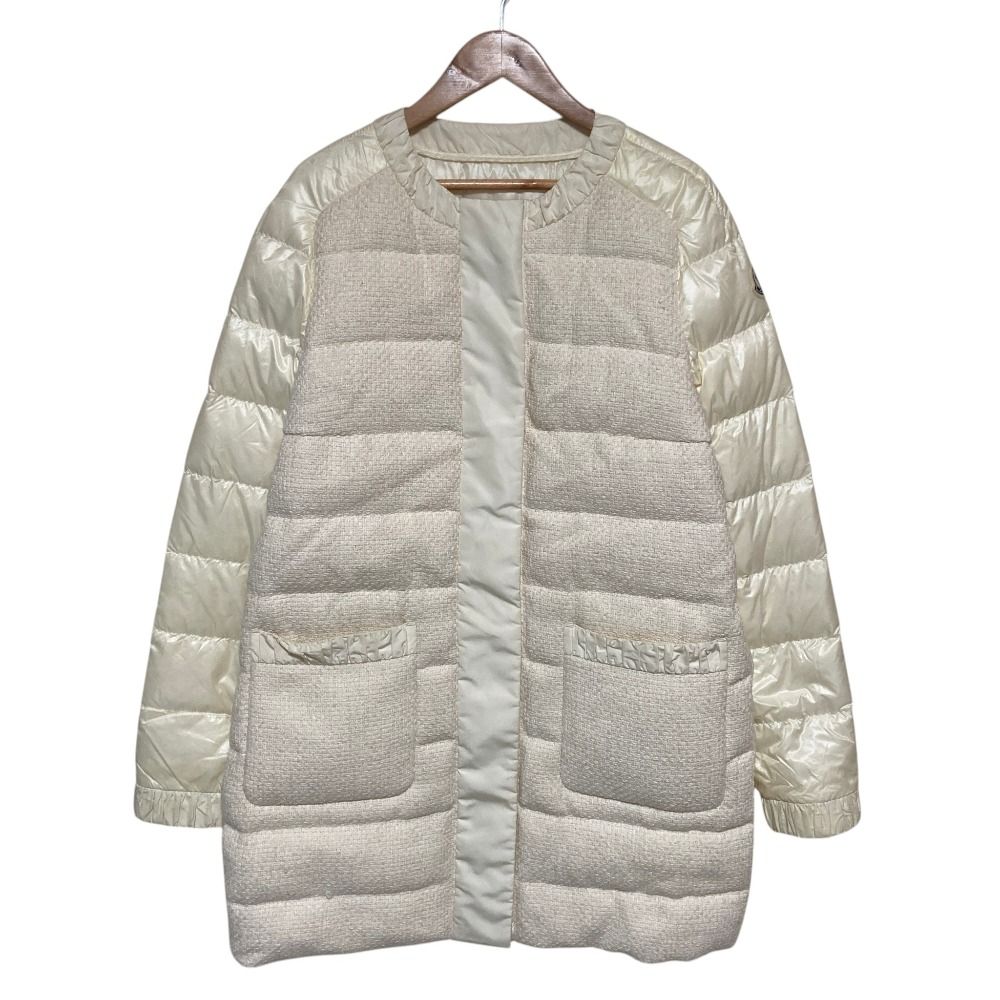 Moncler Veulettes Tweed Contrast Down Coat 1 White