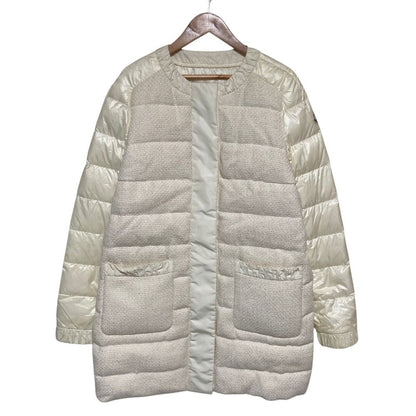 Moncler Veulettes Tweed Contrast Down Coat 1 White