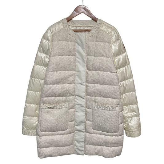 Moncler Veulettes Tweed Contrast Down Coat 1 White