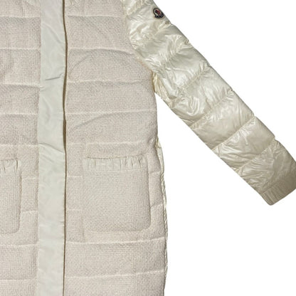 Moncler Veulettes Tweed Contrast Down Coat 1 White — view 3