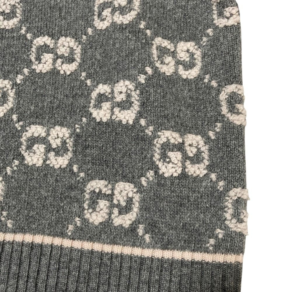 Gucci GG Boucles Wool Jacquard Top Sweater XS Gray — view 3