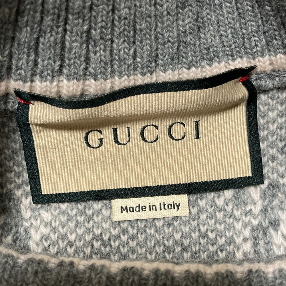 Gucci GG Boucles Wool Jacquard Top Sweater XS Gray — view 4