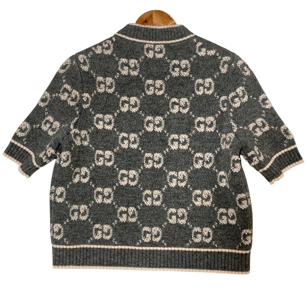 Gucci GG Boucles Wool Jacquard Top Sweater XS Gray — view 2