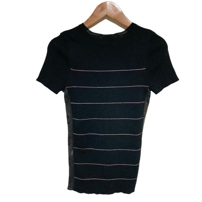 Chanel Mesh CC Logo Rib Knit Top Summer 38 Black Sweater — view 2