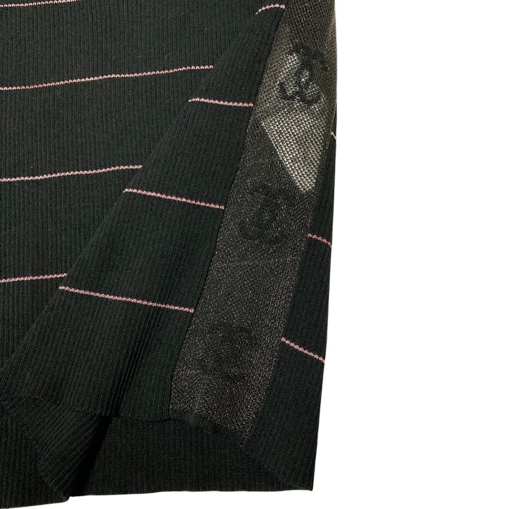 Chanel Mesh CC Logo Rib Knit Top Summer 38 Black Sweater — view 4