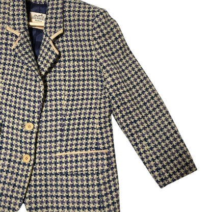 Hermes Tweed Single Jacket Skirt Set 42 Navy — view 4