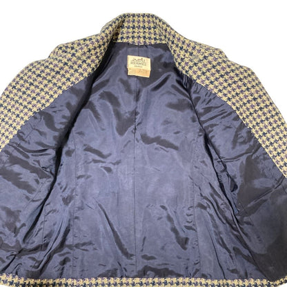 Hermes Tweed Single Jacket Skirt Set 42 Navy — view 5