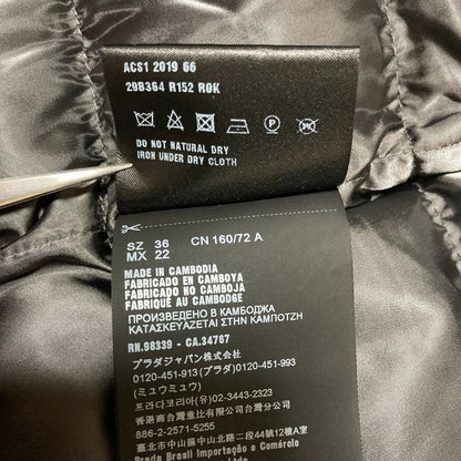 Prada Waist Shirred Hooded Down Coat 36 Gray — view 9