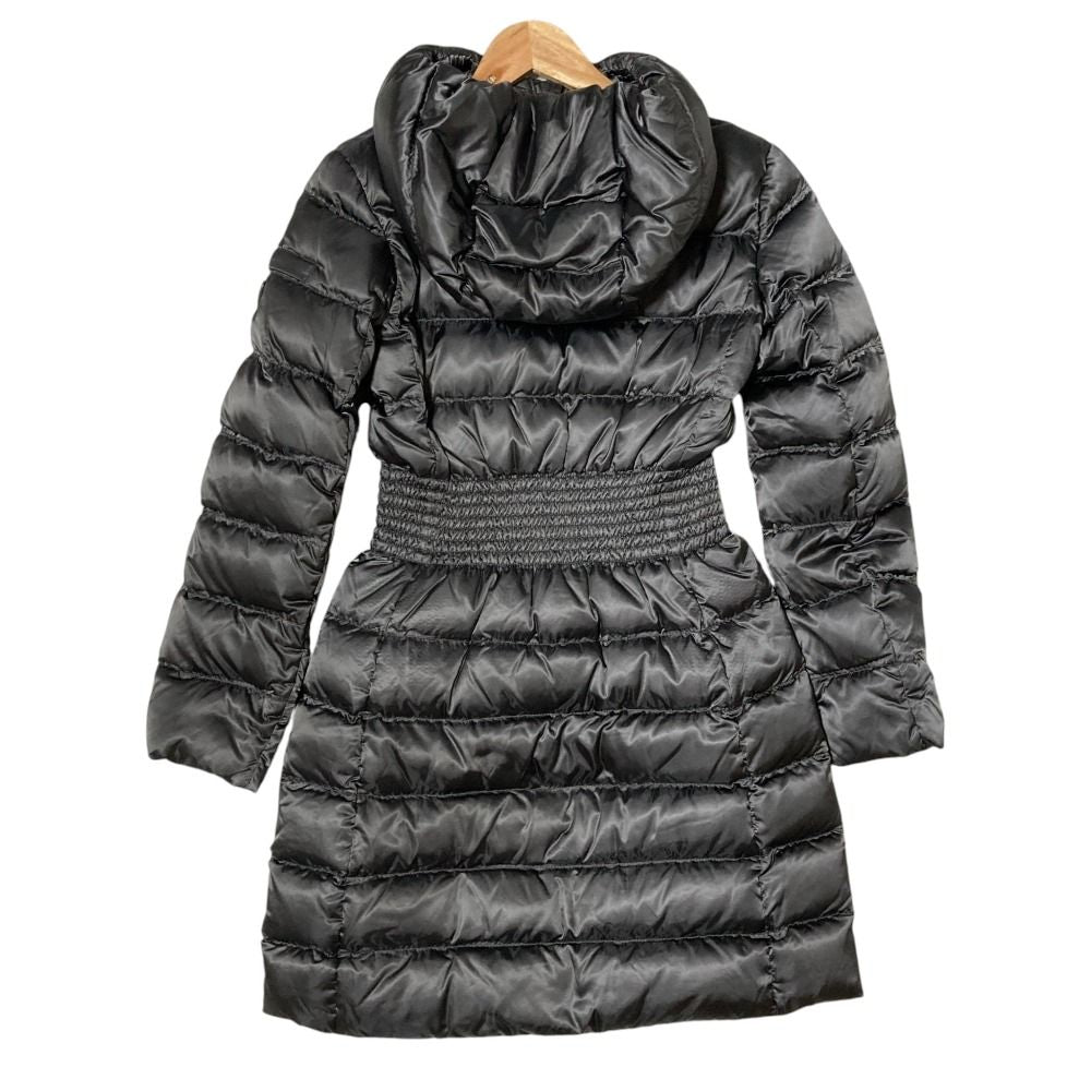 Prada Waist Shirred Hooded Down Coat 36 Gray — view 2