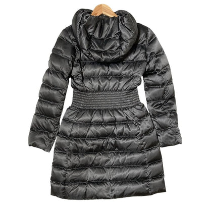 Prada Waist Shirred Hooded Down Coat 36 Gray — view 2