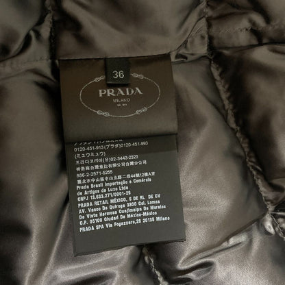 Prada Waist Shirred Hooded Down Coat 36 Gray — view 8