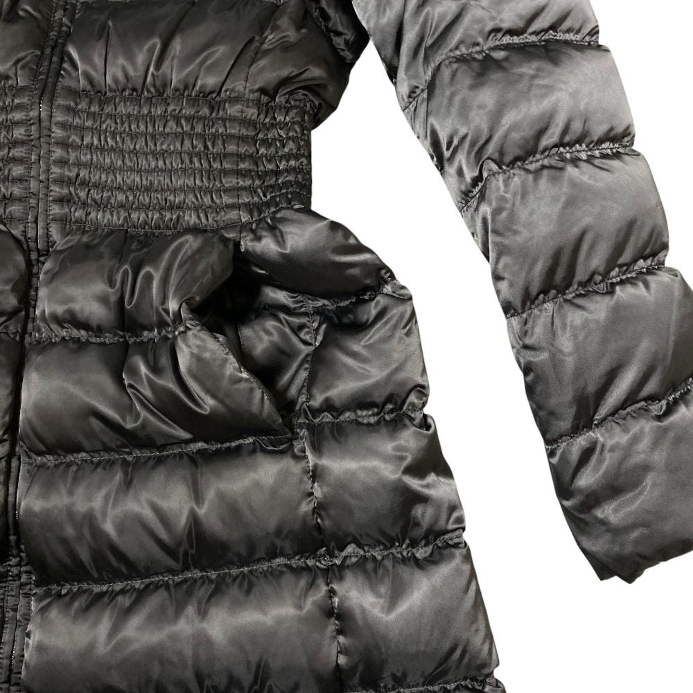 Prada Waist Shirred Hooded Down Coat 36 Gray — view 5