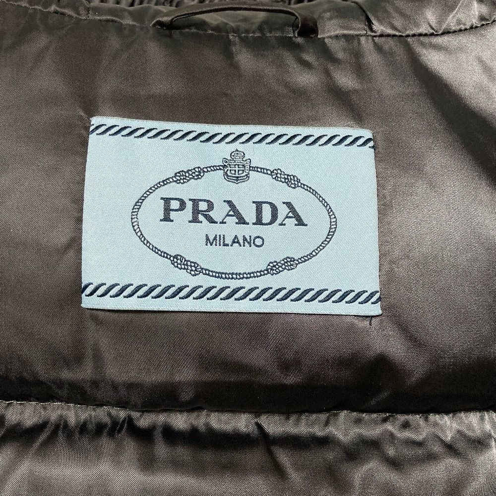 Prada Waist Shirred Hooded Down Coat 36 Gray — view 6