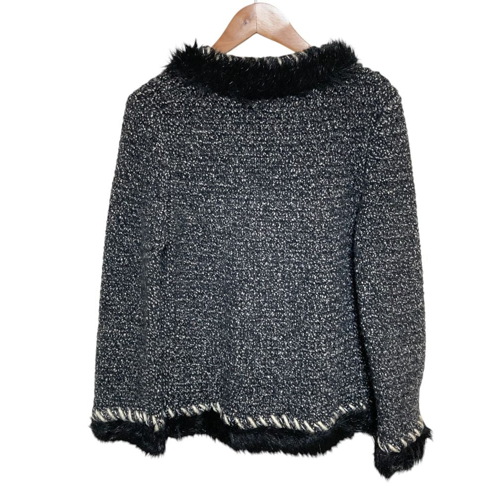 Chanel Tweed Knit Zip Up Jacket 36 Black — view 2