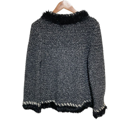 Chanel Tweed Knit Zip Up Jacket 36 Black — view 2