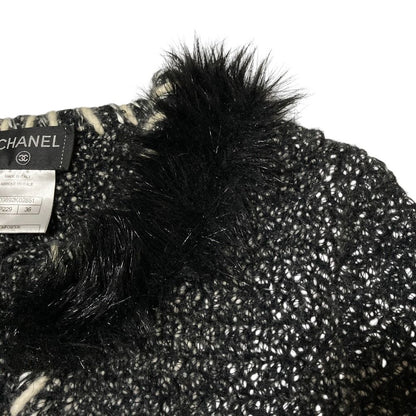 Chanel Tweed Knit Zip Up Jacket 36 Black — view 6