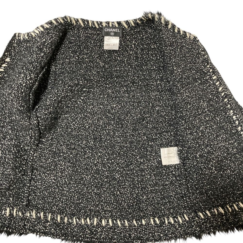 Chanel Tweed Knit Zip Up Jacket 36 Black — view 4