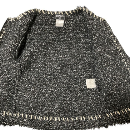 Chanel Tweed Knit Zip Up Jacket 36 Black — view 4