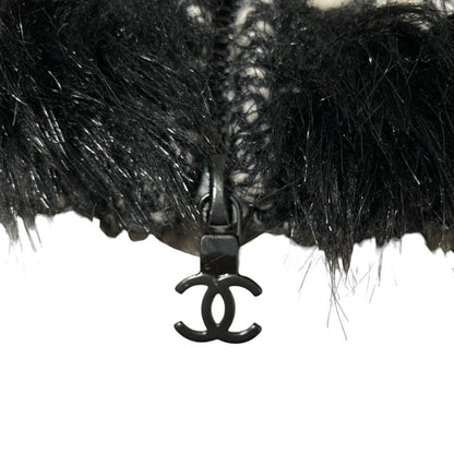 Chanel Tweed Knit Zip Up Jacket 36 Black — view 7