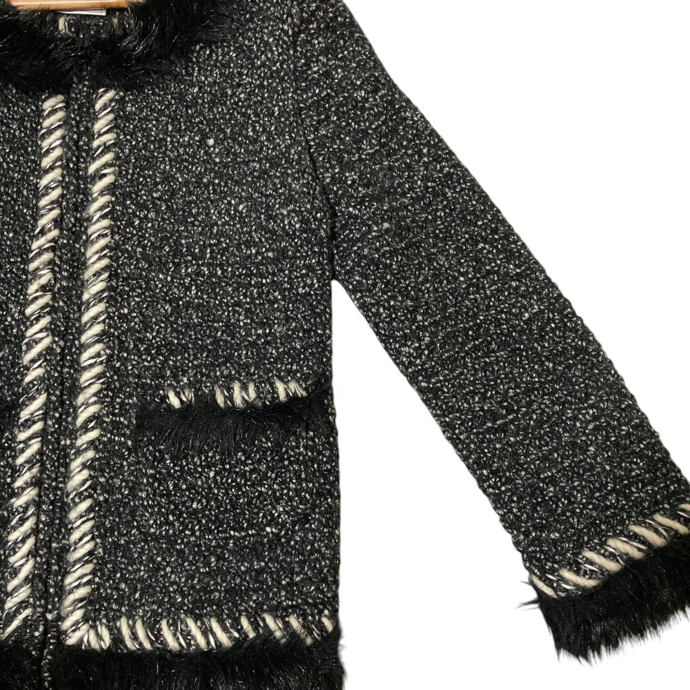 Chanel Tweed Knit Zip Up Jacket 36 Black — view 3
