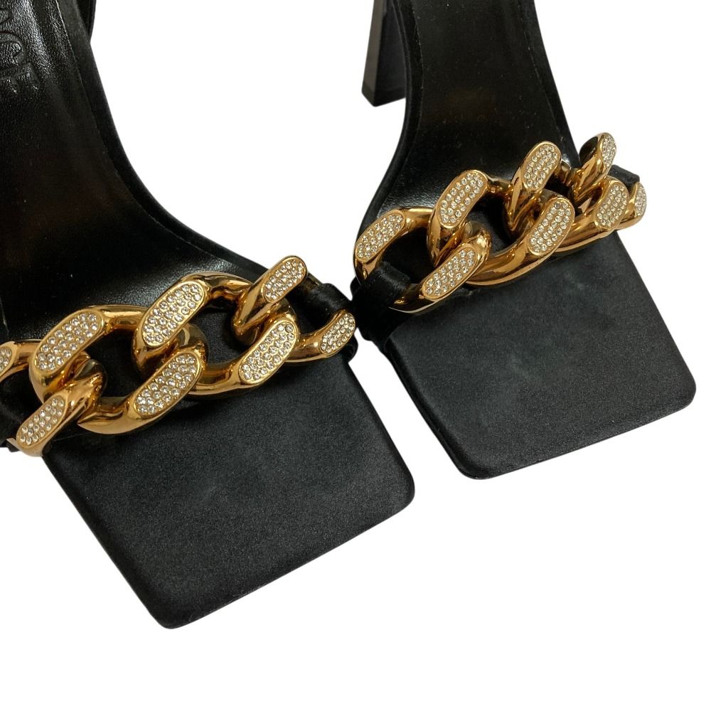 Versace Chain Strap Satin Sandals 36 Black — view 8