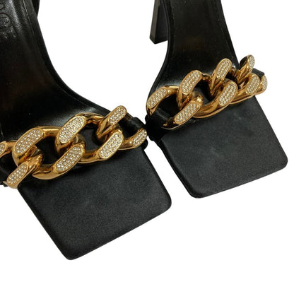 Versace Chain Strap Satin Sandals 36 Black — view 8