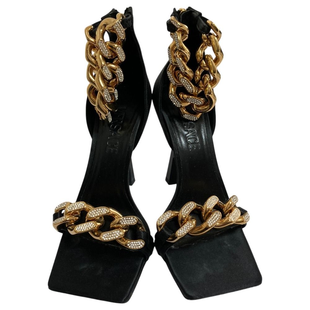 Versace Chain Strap Satin Sandals 36 Black — view 2