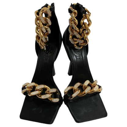 Versace Chain Strap Satin Sandals 36 Black — view 2