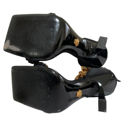 Versace Chain Strap Satin Sandals 36 Black — view 6