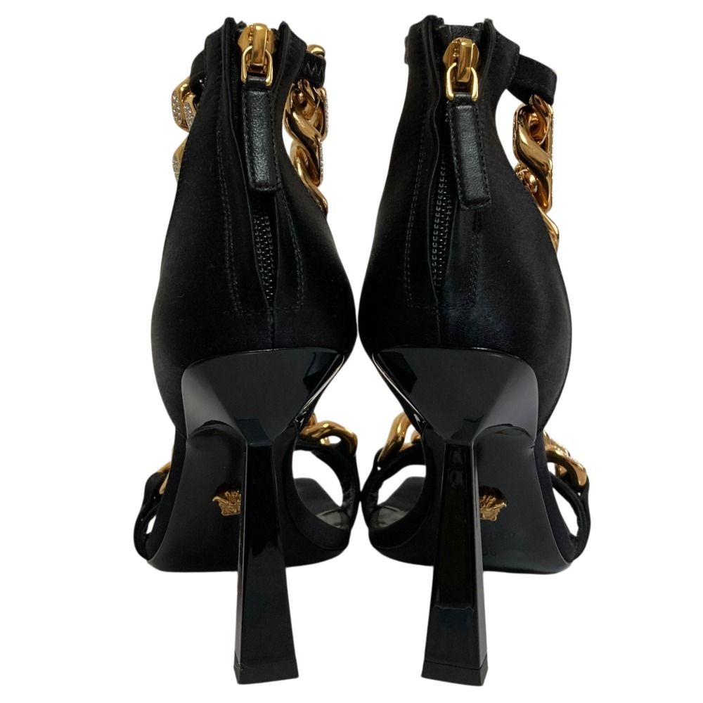 Versace Chain Strap Satin Sandals 36 Black — view 5