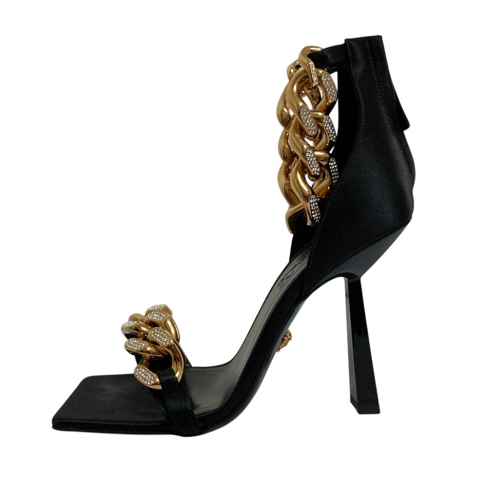 Versace Chain Strap Satin Sandals 36 Black — view 3