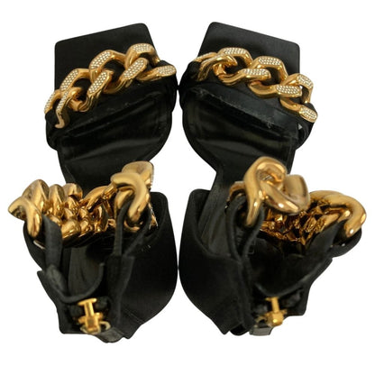 Versace Chain Strap Satin Sandals 36 Black — view 4