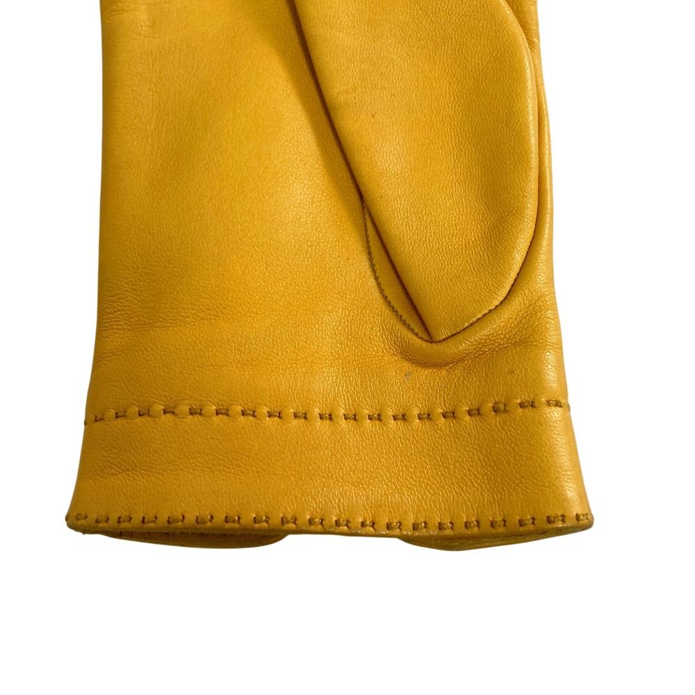 Hermes Cadena Zip Leather Gloves 7 Yellow — view 6