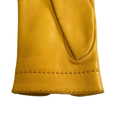 Hermes Cadena Zip Leather Gloves 7 Yellow — view 6