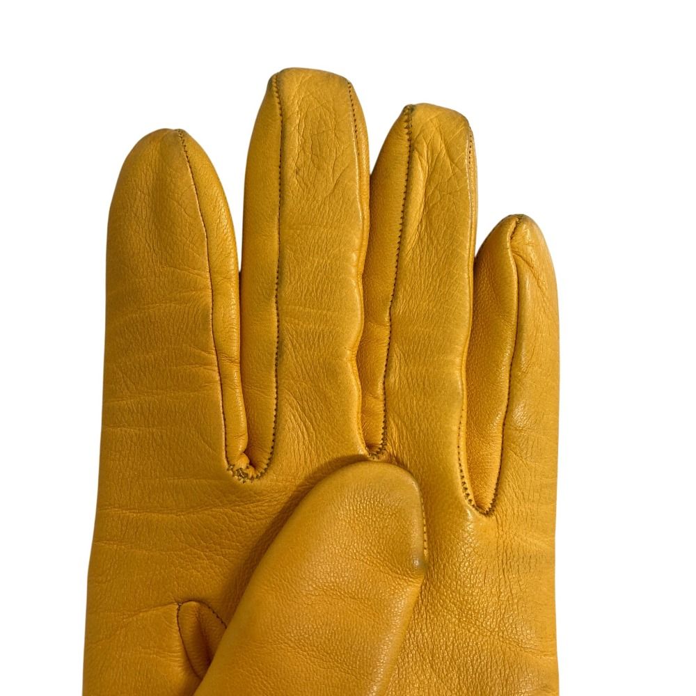 Hermes Cadena Zip Leather Gloves 7 Yellow — view 5