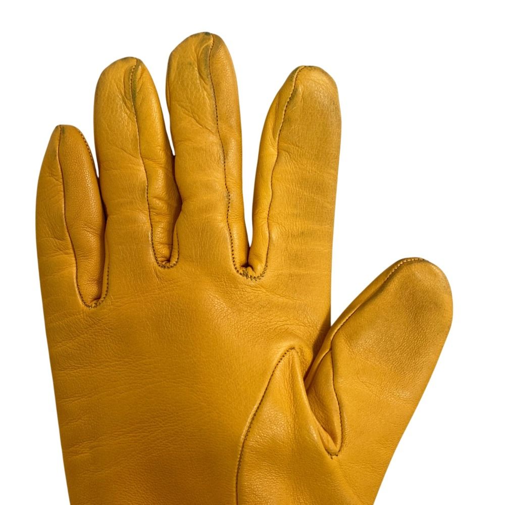 Hermes Cadena Zip Leather Gloves 7 Yellow — view 8