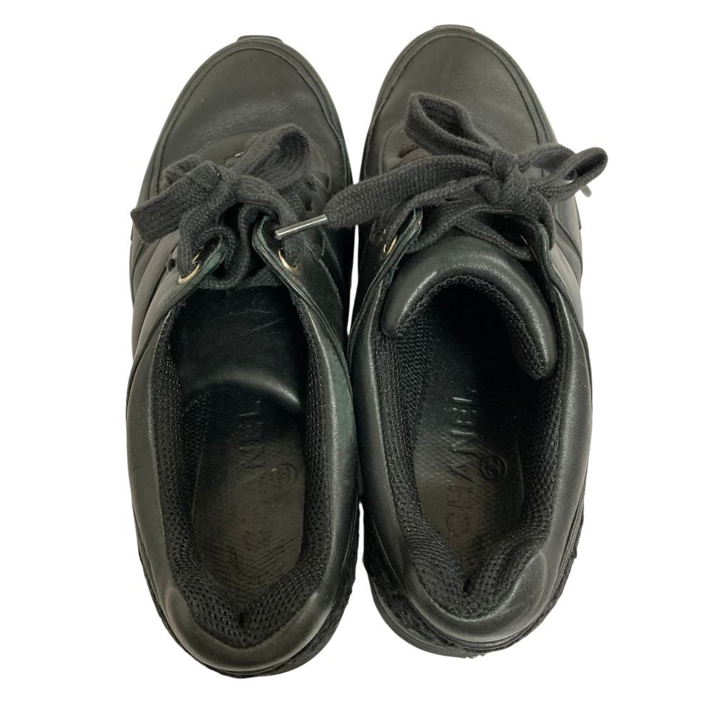 Chanel Tweed Leather Sneakers 38 Black — view 3