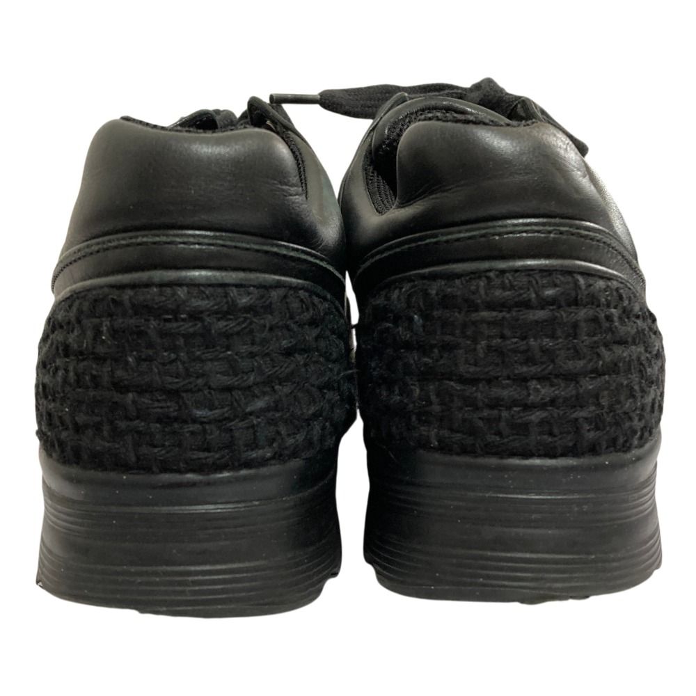 Chanel Tweed Leather Sneakers 38 Black — view 4