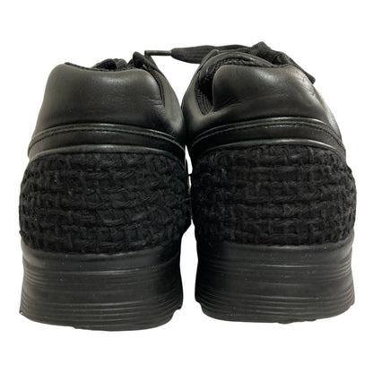 Chanel Tweed Leather Sneakers 38 Black — view 4