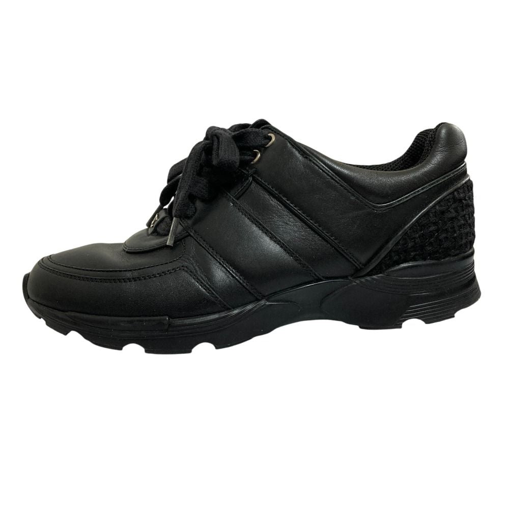 Chanel Tweed Leather Sneakers 38 Black — view 5