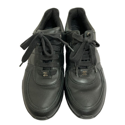 Chanel Tweed Leather Sneakers 38 Black — view 2