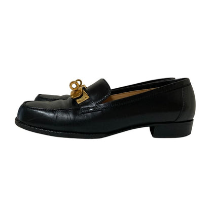 Hermes Box Calf Kelly Loafers Shoes 35 22.5 cm Black — view 2