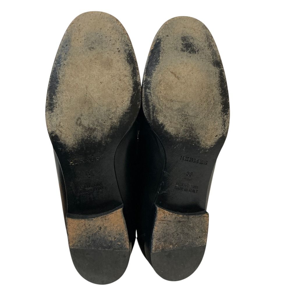 Hermes Box Calf Kelly Loafers Shoes 35 22.5 cm Black — view 5