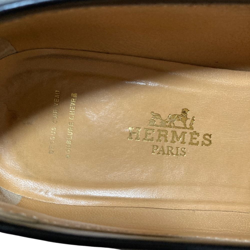 Hermes Box Calf Kelly Loafers Shoes 35 22.5 cm Black — view 8